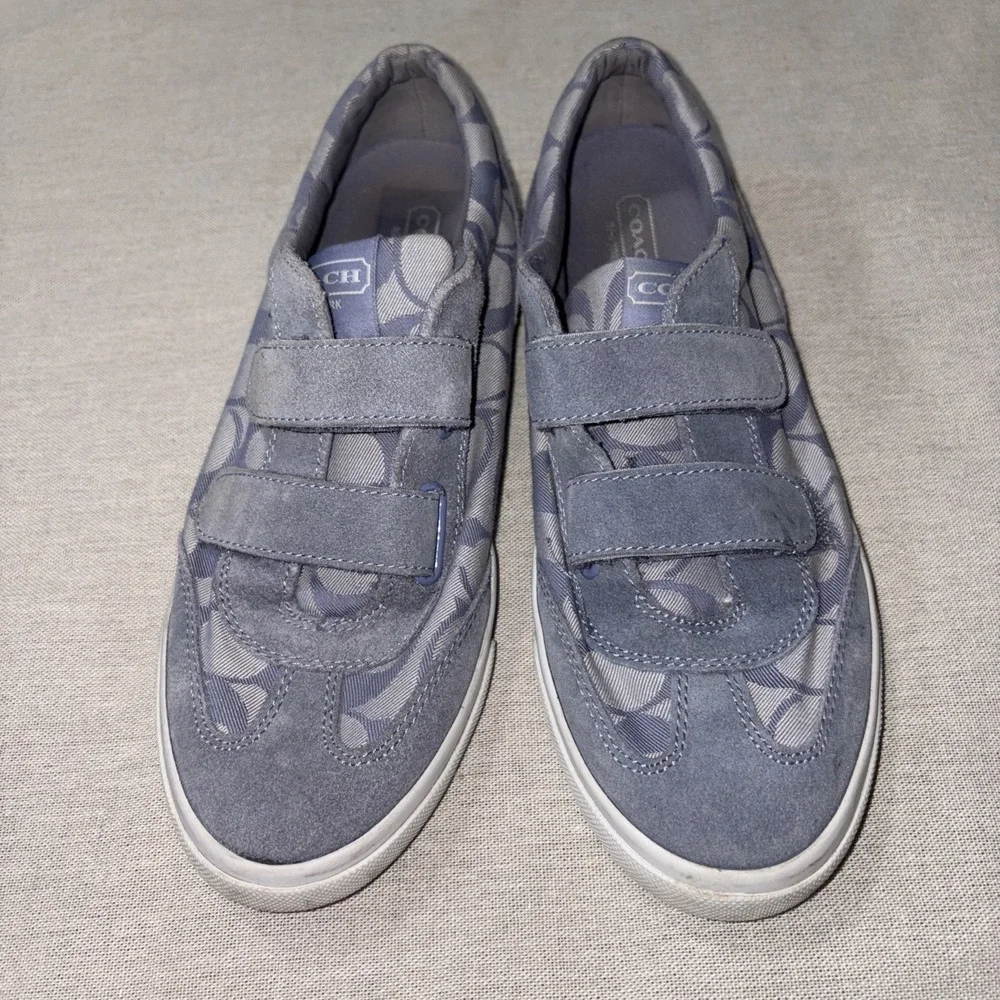 Coach Priya Signature Suede Trim Hook Loop Canvas Sneakers in lilac Size‎ 8 US